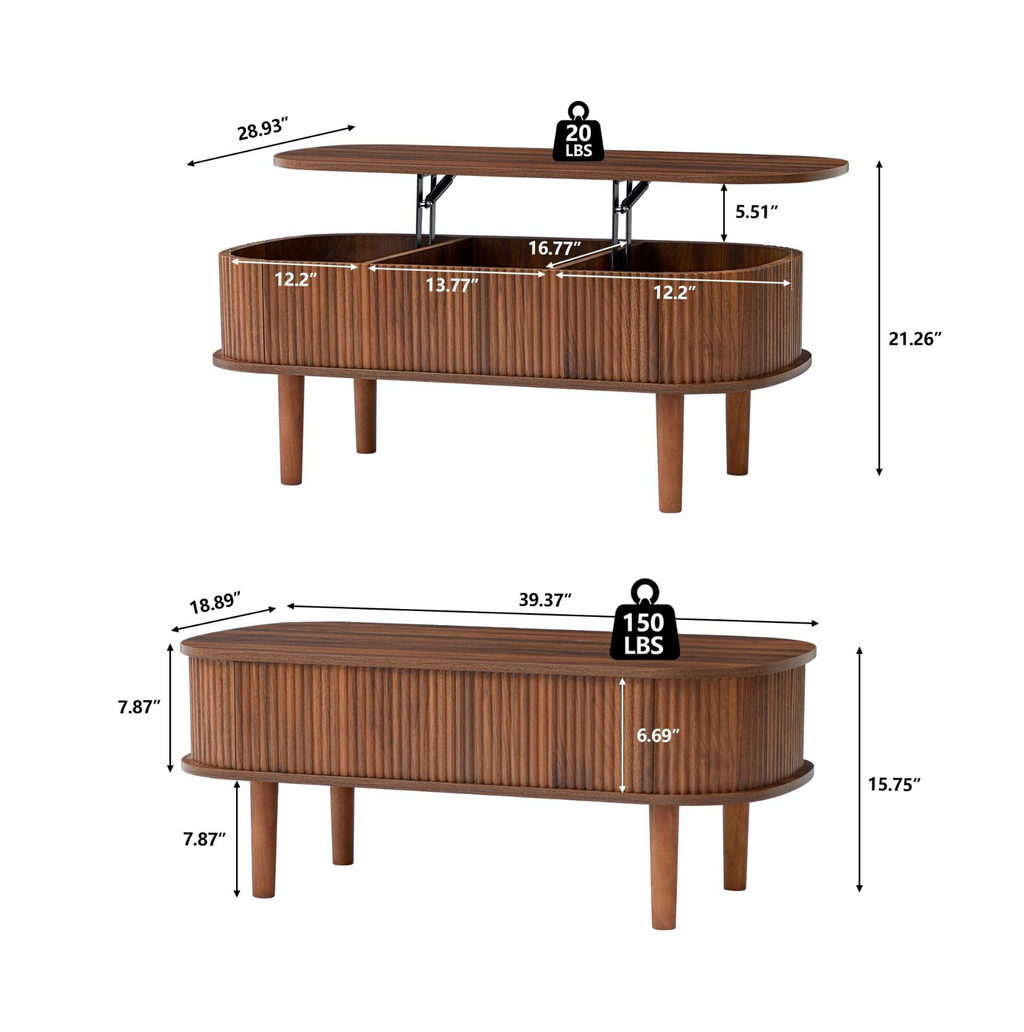 Modern Oval Lift-Top Coffee Table