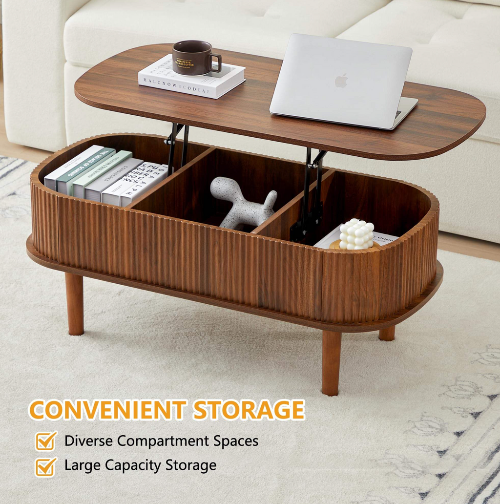 Modern Oval Lift-Top Coffee Table