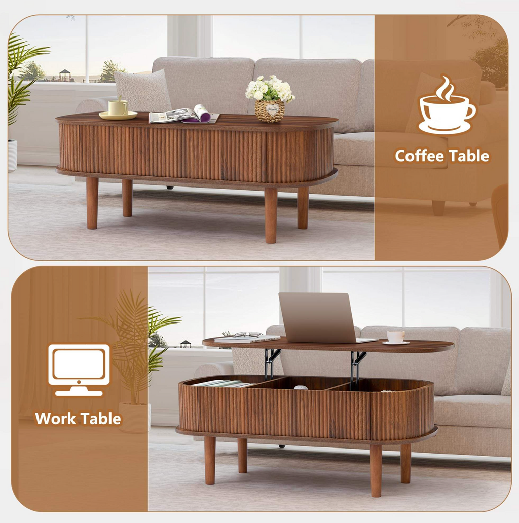 Modern Oval Lift-Top Coffee Table